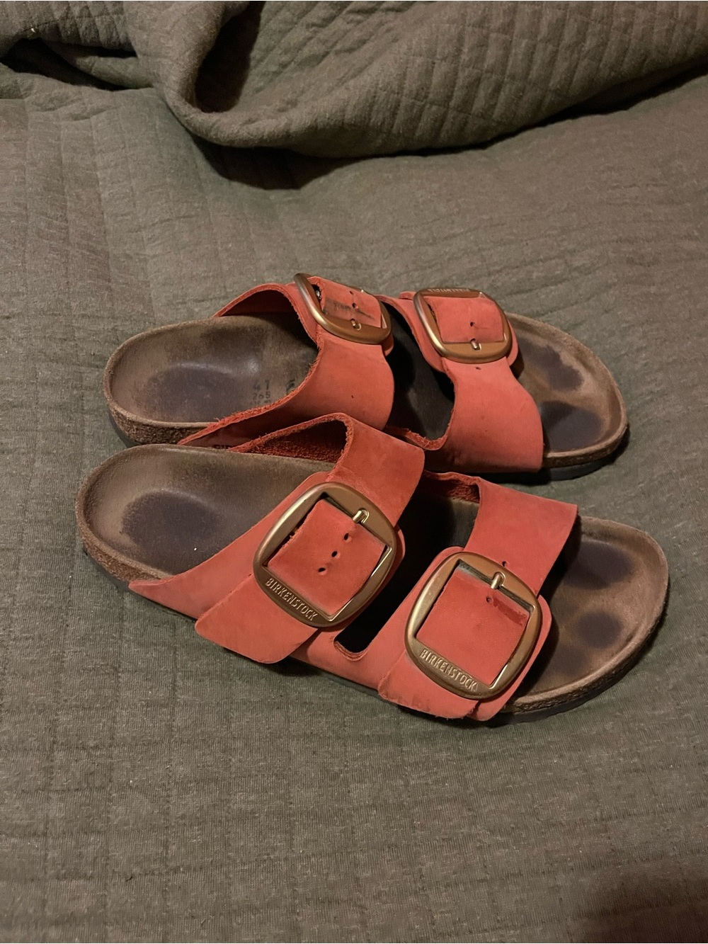 Birkenstock Arizona Big Buckle Nubuck Leather Mars Red, size EU 41